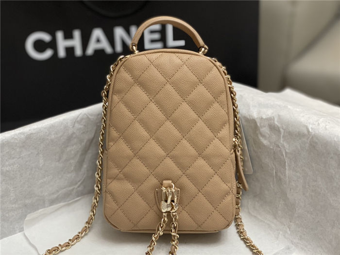 Chanel Mini Backpack Grained Calfskin Gold-Tone Metal AP3753 Beige High