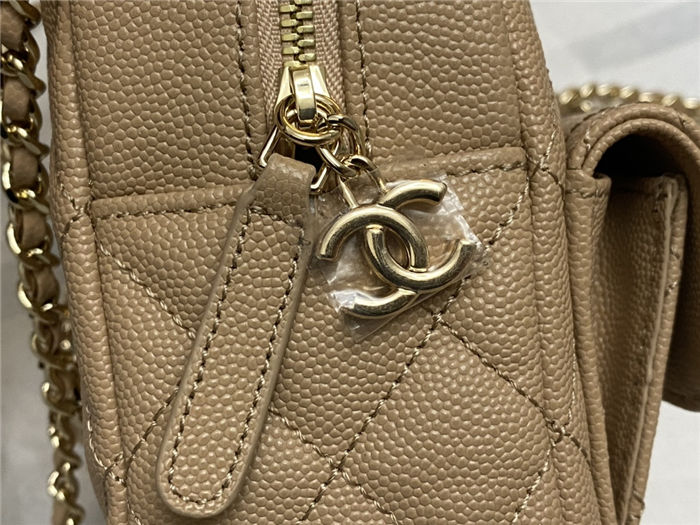 Chanel Mini Backpack Grained Calfskin Gold-Tone Metal AP3753 Beige High