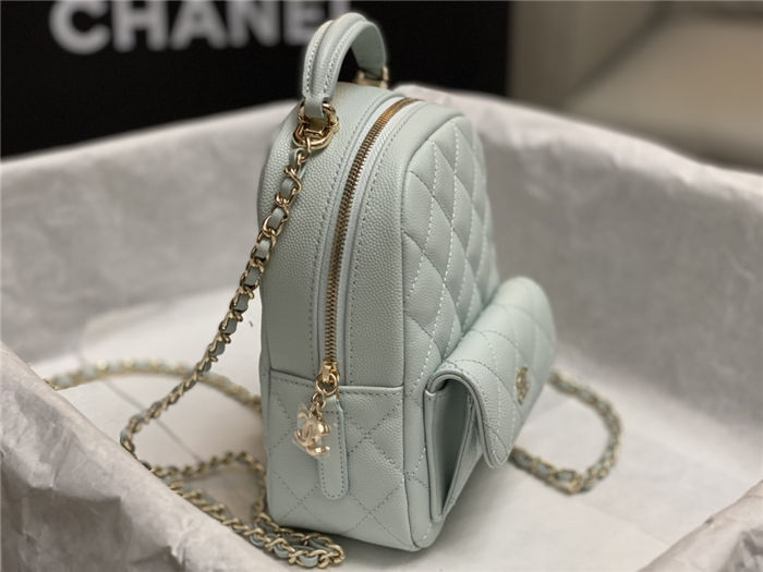 Chanel Mini Backpack Grained Calfskin Gold-Tone Metal AP3753 Blue High