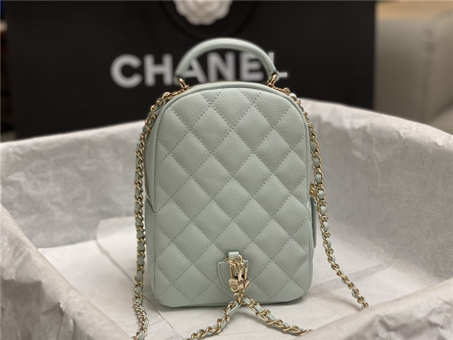 Chanel Mini Backpack Grained Calfskin Gold-Tone Metal AP3753 Blue High