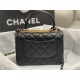 Chanel MINI FLAP BAG WITH TOP HANDLE AS4654 Lambskin & Gold-Tone Metal Black A