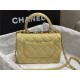 Chanel MINI FLAP BAG WITH TOP HANDLE AS4654 Lambskin & Gold-Tone Metal Yellow A