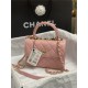 Chanel MINI FLAP BAG WITH TOP HANDLE AS4654 Lambskin & Gold-Tone Metal Pink A