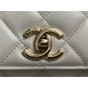 Chanel MINI FLAP BAG WITH TOP HANDLE AS4654 Lambskin & Gold-Tone Metal White A