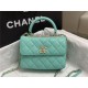 Chanel MINI FLAP BAG WITH TOP HANDLE AS4654 Lambskin & Gold-Tone Metal Green A