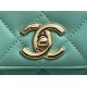 Chanel MINI FLAP BAG WITH TOP HANDLE AS4654 Lambskin & Gold-Tone Metal Green A