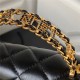 MINI FLAP BAG WITH TOP HANDLE AS4362 Lambskin & Gold-Tone Metal Black A