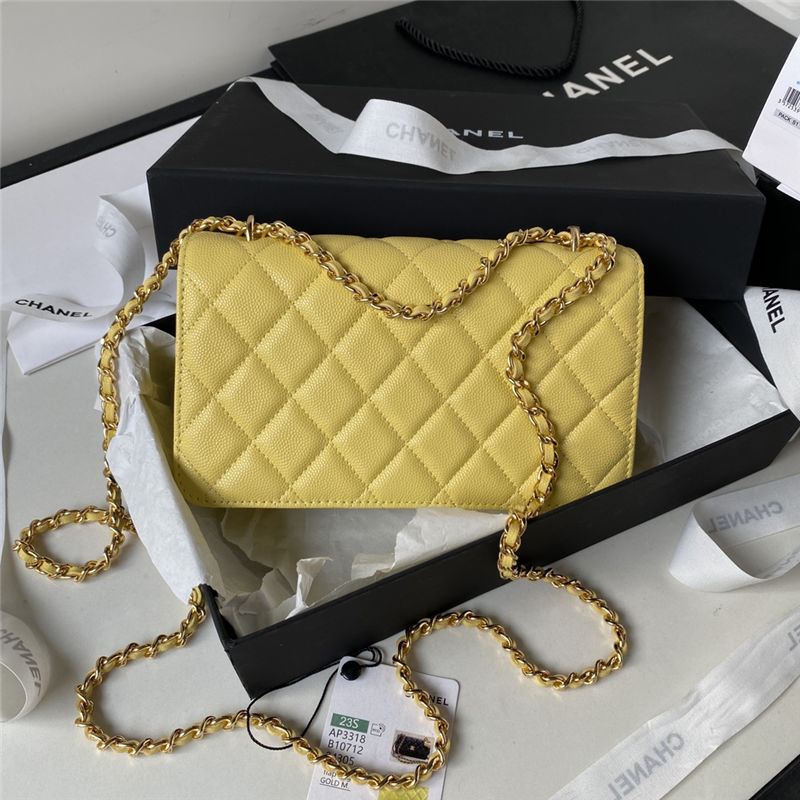 Chanel Wallet on Chain AP3318 Grained Calfskin & Gold-Tone Metal Yellow A