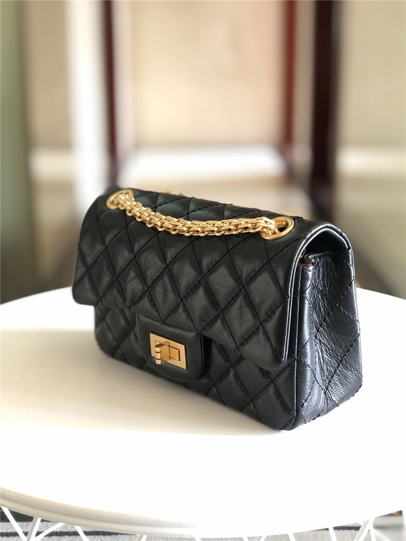 MINI 2.55 HANDBAG Aged Calfskin Black Gold Metal B