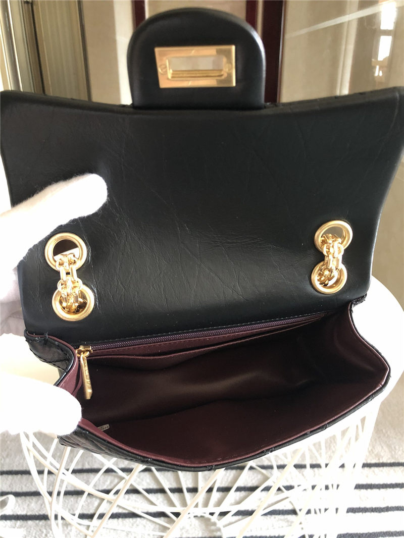 MINI 2.55 HANDBAG Aged Calfskin Black Gold Metal B