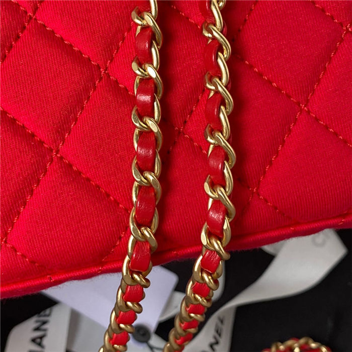 Chanel MINI SHOPPING BAG AS4416 Fabric & Gold-Tone Metal Red High