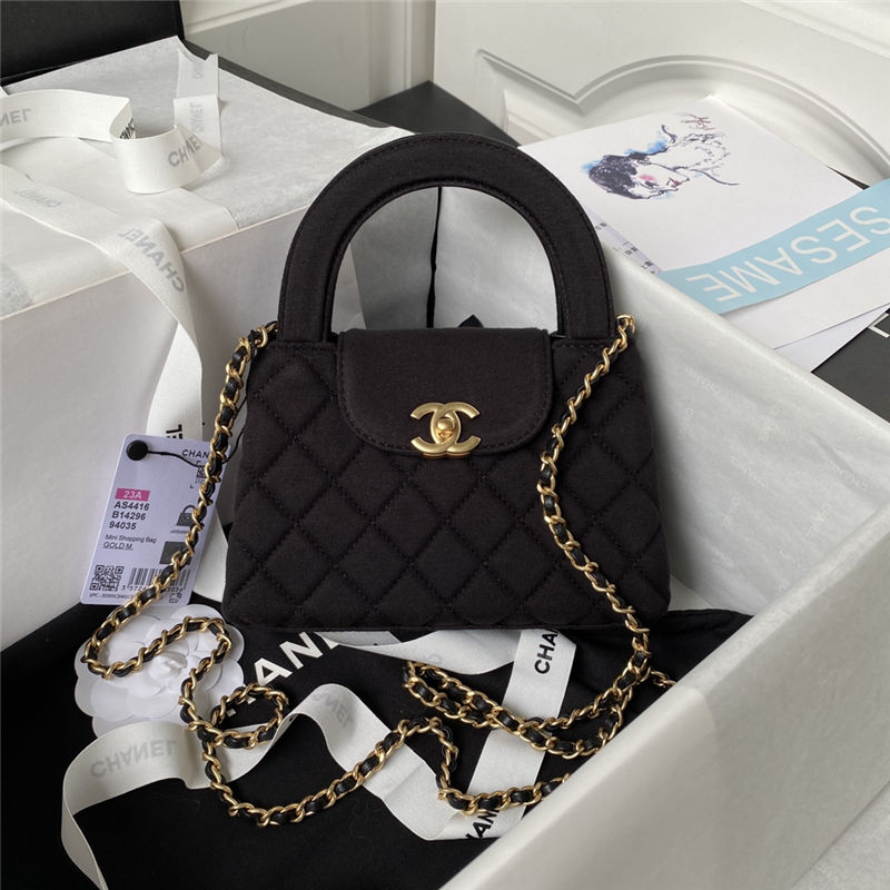 Chanel MINI SHOPPING BAG AS4416 Fabric & Gold-Tone Metal Black High