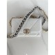 Chanel 19 WALLET ON CHAIN-A Shiny Lambskin, Gold/Silver-Tone & Ruthenium-Finish Metal White A