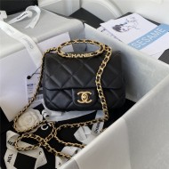 Chanel Mini Flap Bag with Handle Lambskin & Gold-Tone Metal AS3450 Black A