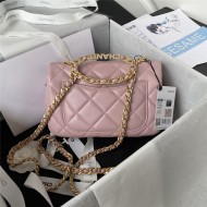 Chanel Small Flap Bag with Handle Lambskin & Gold-Tone Metal AS3451 Pink A