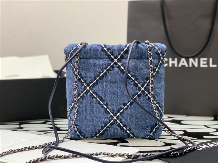 Chanel 22 MINI HANDBAG Denim & Silver-Tone Metal AS3980 High