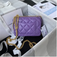 Chanel MINI FLAP BAG with Enamel buckle Lambskin & Gold-Tone Metal Purple A