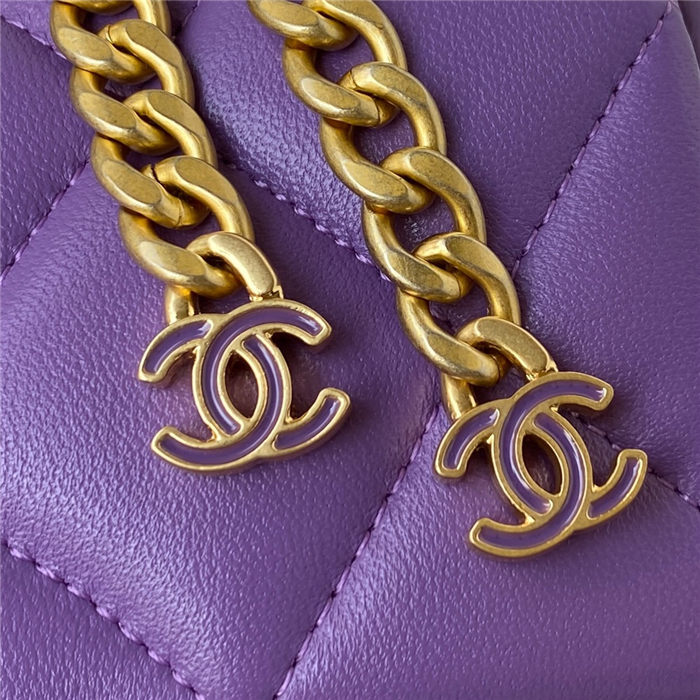 Chanel MINI FLAP BAG with Enamel buckle Lambskin & Gold-Tone Metal Purple A