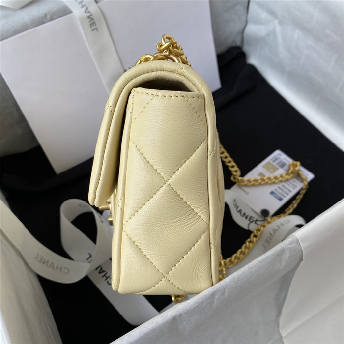 Chanel MINI FLAP BAG with Enamel buckle Lambskin & Gold-Tone Metal Beige A