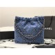 Chanel 22 SMALL HANDBAG Denim & Silver-Tone Metal AS3260 High