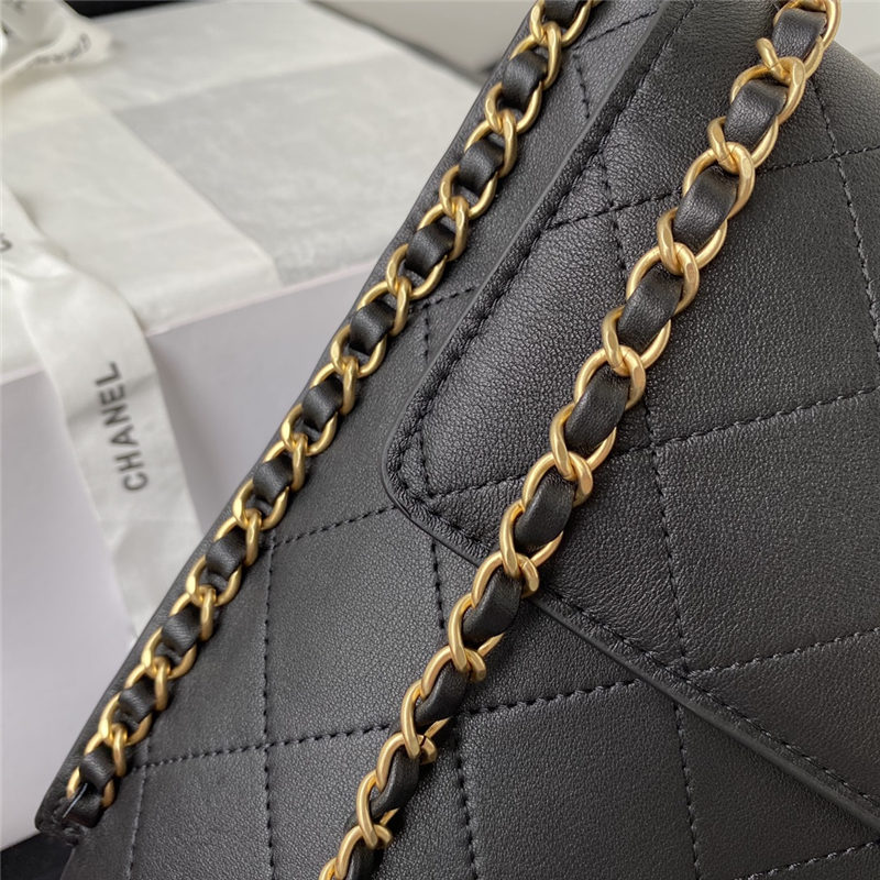 Chanel FLAP BAG AS4064 Lambskin & Gold-Tone Metal Black High