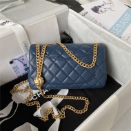 Chanel MINI FLAP BAG AS4041 Lambskin & Gold-Tone Metal Blue-Navy High