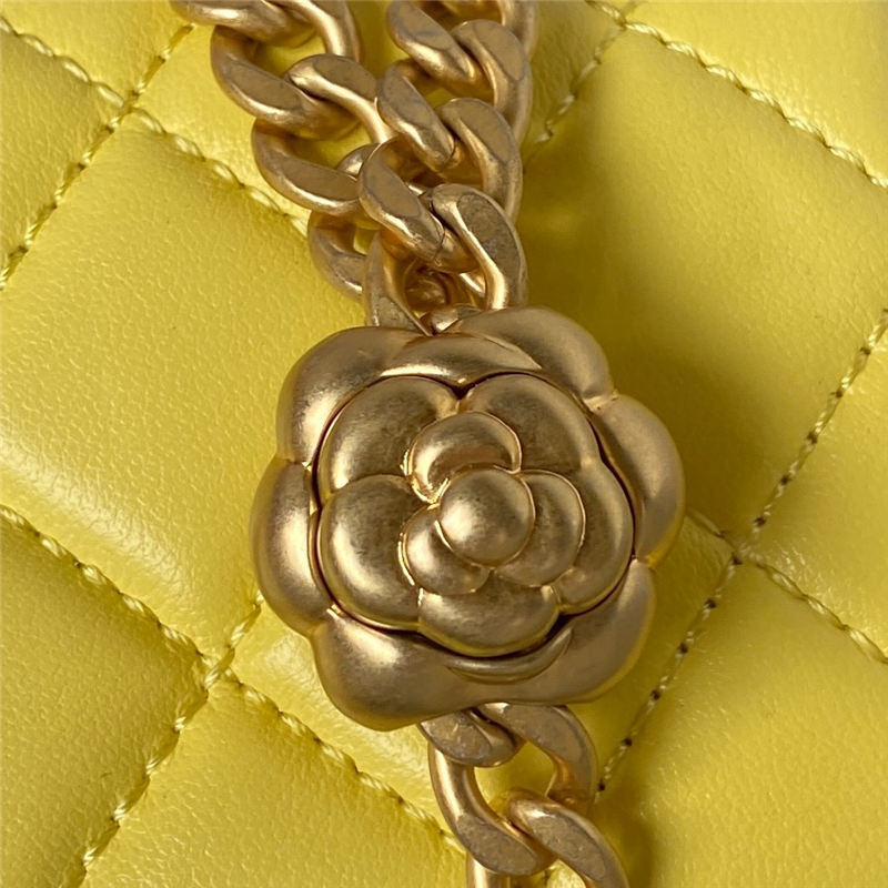 Chanel MINI FLAP BAG AS4041 Lambskin & Gold-Tone Metal Yellow High