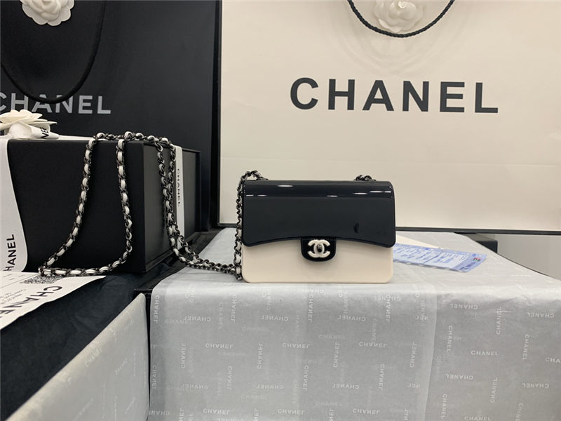 Chanel MINI EVENING BAG Plexi & Black Metal White & Black High