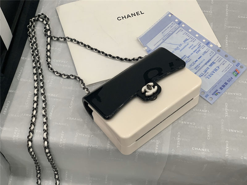 Chanel MINI EVENING BAG Plexi & Black Metal White & Black High