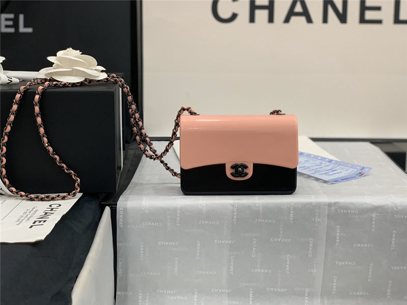 Chanel MINI EVENING BAG Plexi & Black Metal Pink & Black High