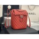 Chanel Small Backpack Lambskin 91120 Silver-Metal Red High