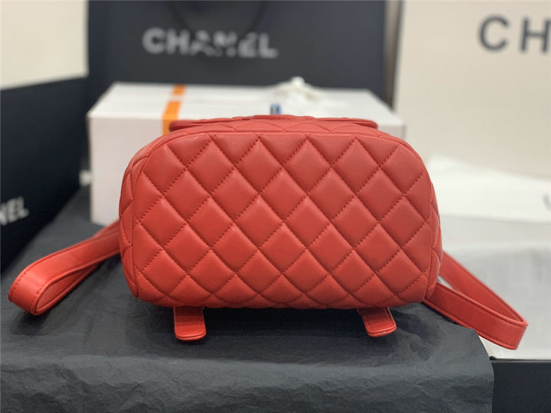 Chanel Small Backpack Lambskin 91120 Silver-Metal Red High