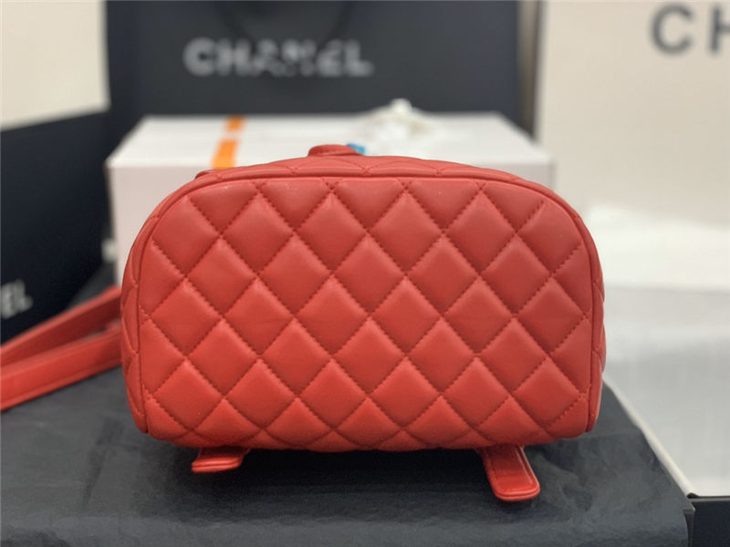 Chanel Small Backpack Lambskin 91120 Gold-Metal Red High