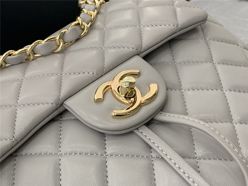 Chanel Small Backpack Lambskin 91120 Gold-Metal Grey High