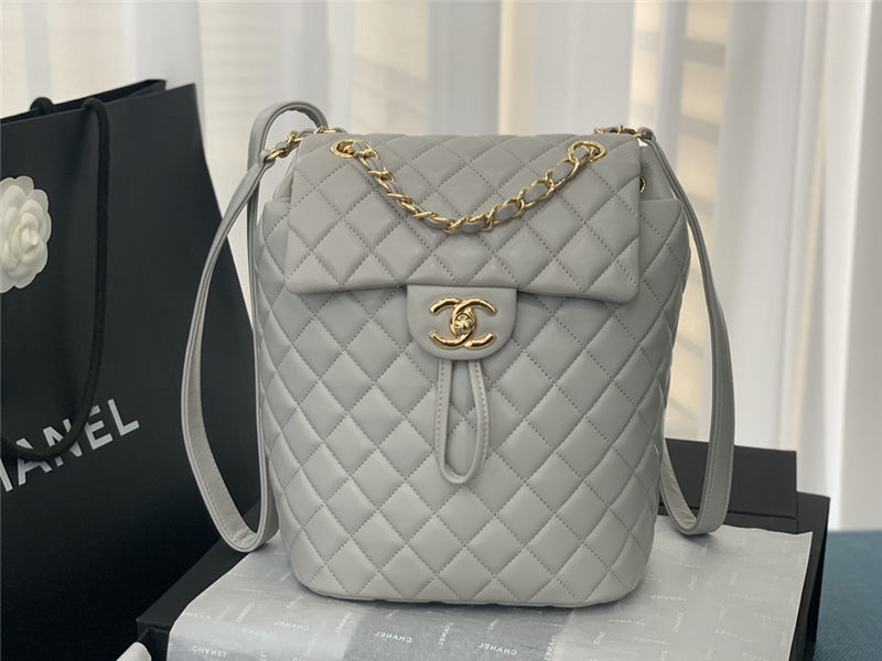 Chanel Small Backpack Lambskin 91120 Gold-Metal Grey High