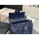 Chanel Small Backpack Lambskin 91120 Silver-Metal Navy High