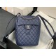 Chanel Small Backpack Lambskin 91120 Silver-Metal Navy High