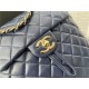 Chanel Small Backpack Lambskin 91120 Gold-Metal Navy High