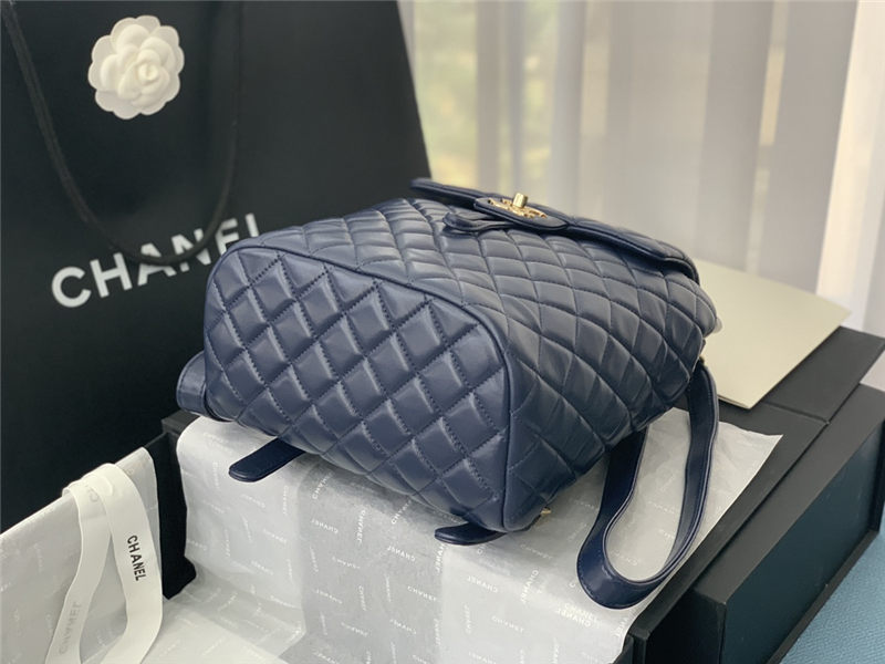 Chanel Small Backpack Lambskin 91120 Gold-Metal Navy High