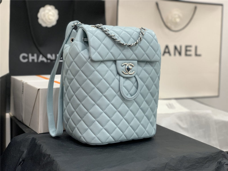 Chanel Small Backpack Lambskin 91120 Silver-Metal Blue High