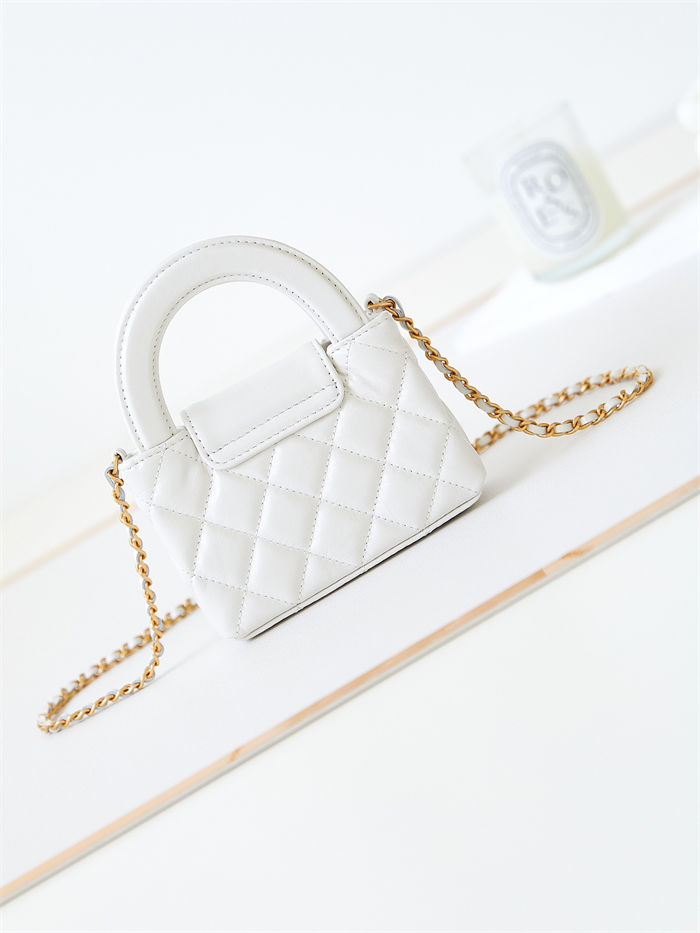 Chanel CLUTCH WITH CHAIN AP3435 Shiny Aged Calfskin & Gold-Tone Metal White High