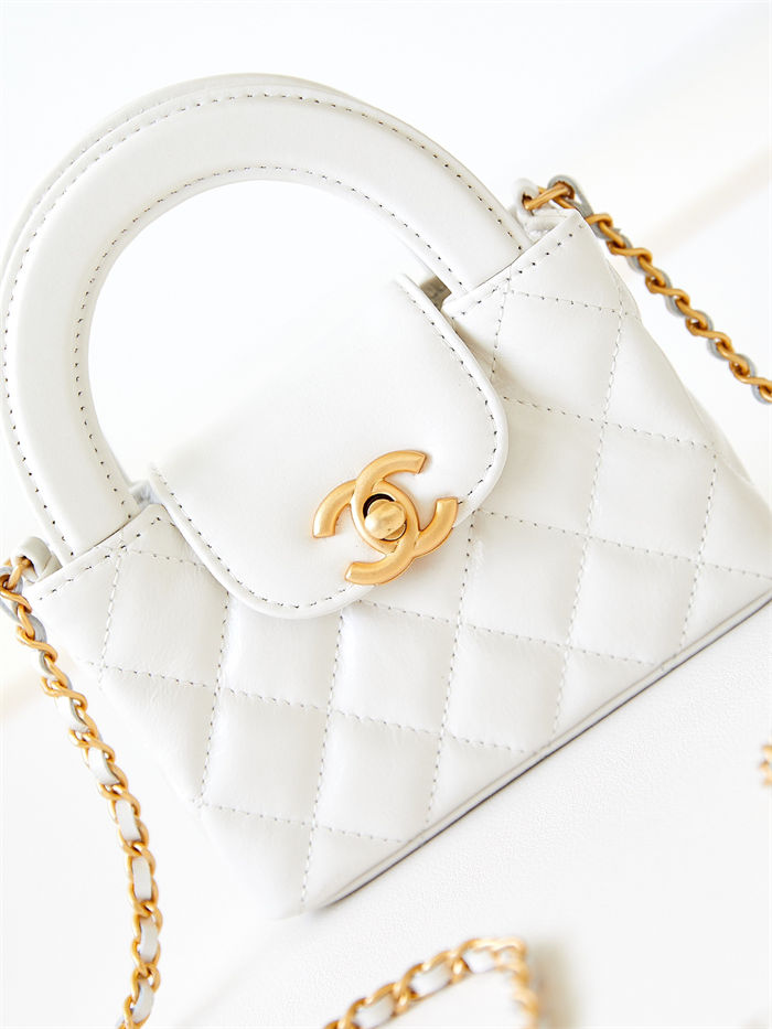 Chanel CLUTCH WITH CHAIN AP3435 Shiny Aged Calfskin & Gold-Tone Metal White High