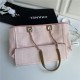 SHOPPING BAG Mixed Fibers, Calfskin & Gold-Tone Metal Pink High