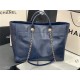 LARGE SHOPPING BAG Shiny Calfskin, Crystal Pearls, Strass, Enamel, Gold-Tone & Ruthenium-Finish Metal Navy Blue High