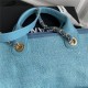 LARGE SHOPPING BAG Mixed Fibers, Calfskin & Gold-Tone Metal Blue High