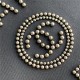 LARGE SHOPPING BAG Mixed Fibers Imitation Pearls, Silver-Tone Metal Black High