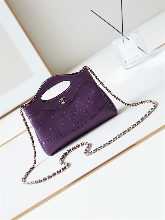 Chanel 31 Mini BAG Calfskin & Gold-Tone Metal AP3656 Purple A