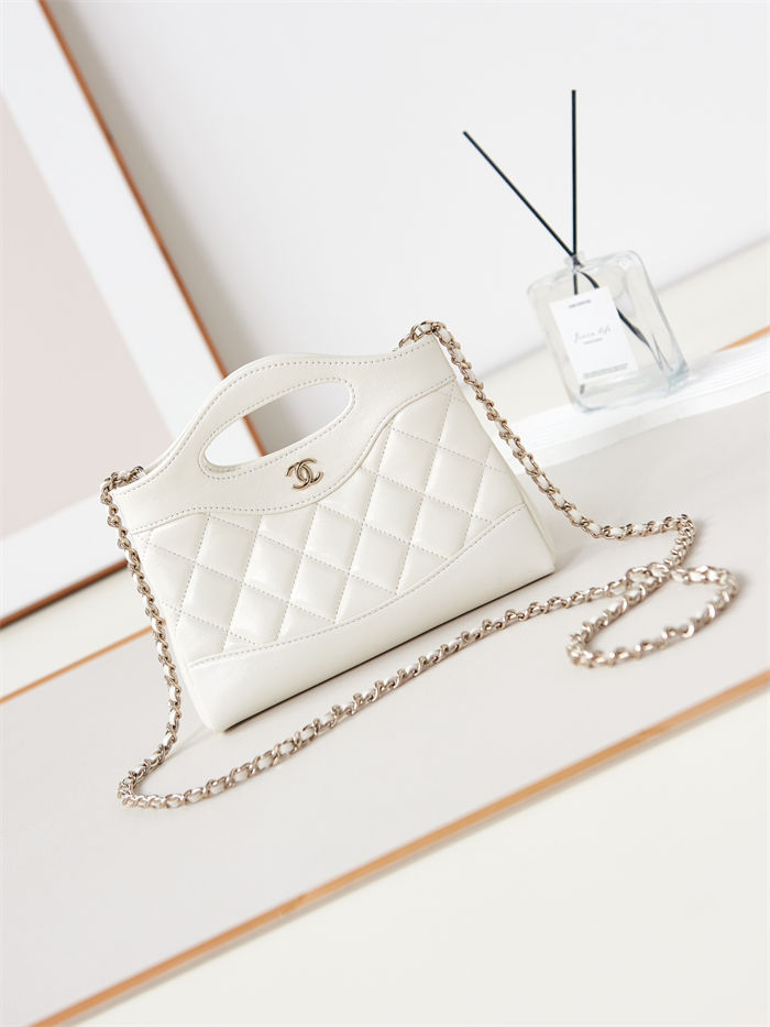 Chanel 31 Mini BAG Lambskin & Gold-Tone Metal AP3656 White A