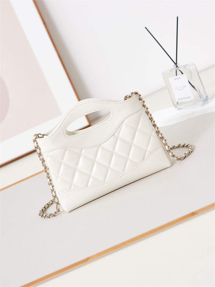 Chanel 31 Mini BAG Lambskin & Gold-Tone Metal AP3656 White A