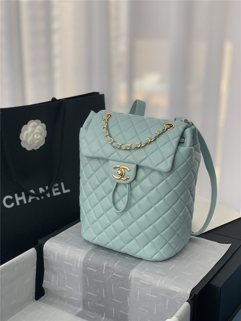 Chanel Small Backpack Lambskin 91120 Gold-Metal Blue High